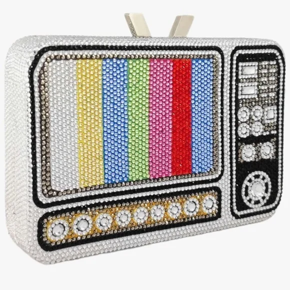 Colorful Retro TV Clutch Rhinestone Bag - Picture 2 of 6